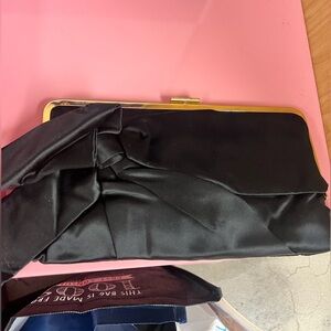 J. Crew black Satin Bow clutch. LIKE NEW